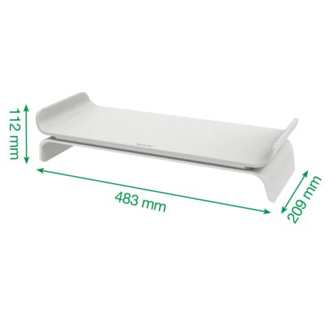 Supporto per monitor regolabile a 2 altezze Leitz Ergo grigio chiaro - 209x112x438 mm - 65040085